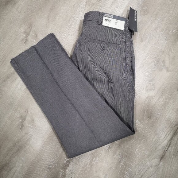 NWT Reaction Kenneth Cole Men's Size 34/30 Straight Legs Grey Flat Front Pants - Picture 5 of 13